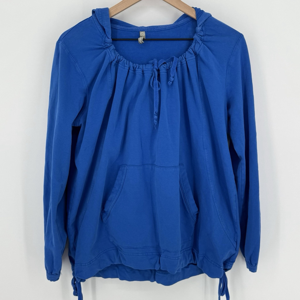 Hanna Andersson Blue Pullover Hoodie Side Ties Women’s Size Large